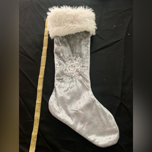Gray and white Christmas stocking, Preloved, 22in long - Picture 1 of 4